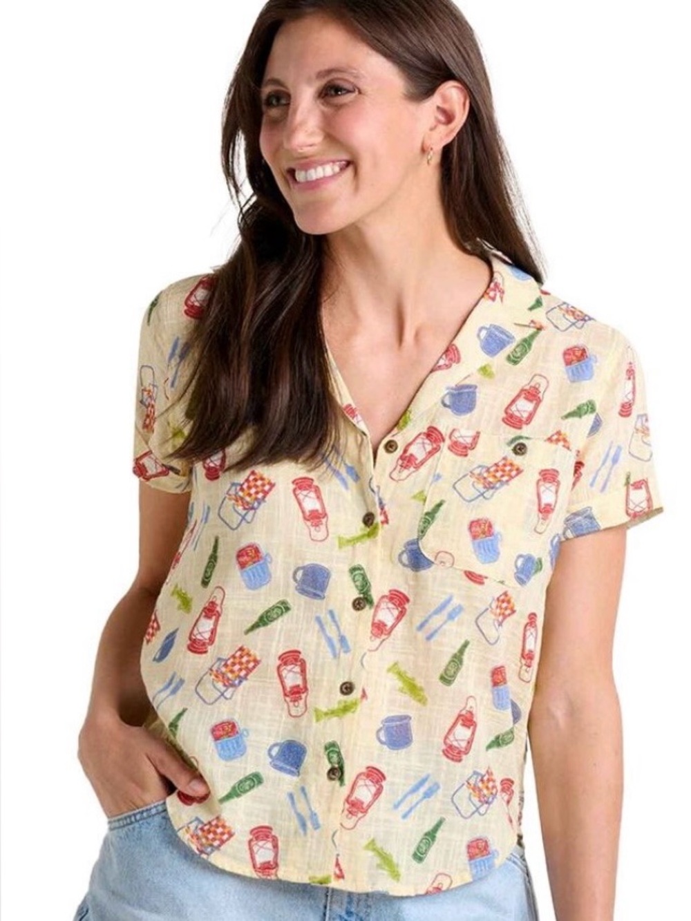 Toad&Co 100% Organic Cotton Camp Cove Button Up lightweight Shirt, NWT, size XL